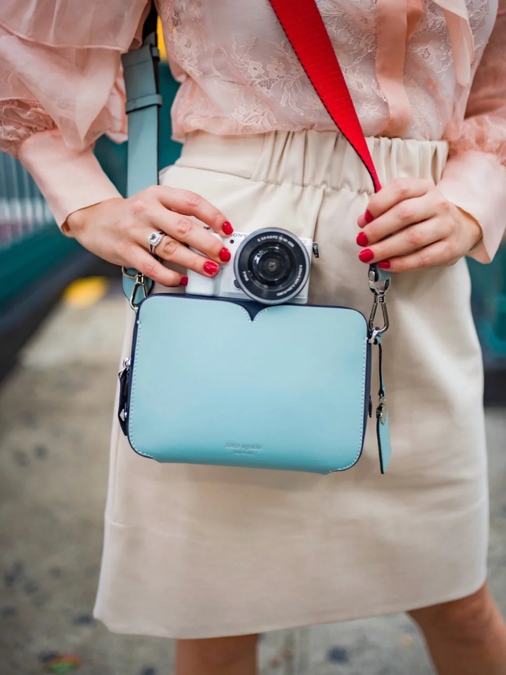 Kate Spade New York Light Blue Leather Shoulder Bag Purse